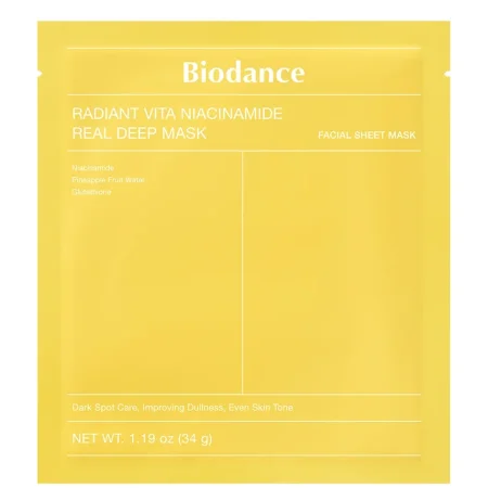 قناع ورقي للوجه Biodance – Radiant Vita Niacinamide Real Deep Mask