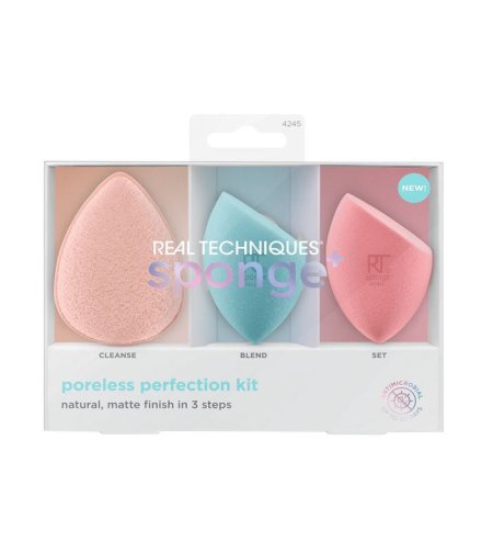 مجموعة ريل تكنيكس للعناية بالمسام والإسفنجات (Real Techniques Sponge+ Poreless Perfection Kit)