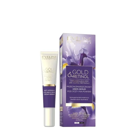 كريم-سيروم العين والجفون بالذهب والريتينول – Eveline Gold & Retinol Anti-Wrinkle Eye & Eyelid Cream-Serum