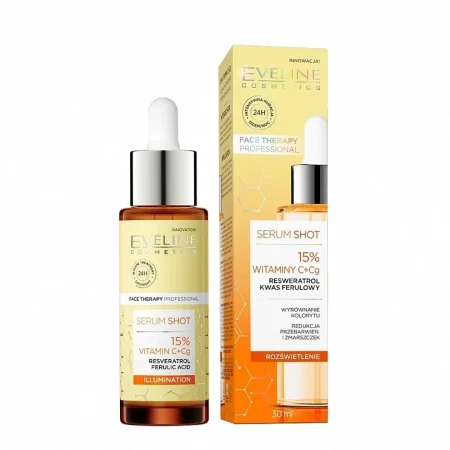 سيروم شوت فيتامين C بتركيز 15% للإشراقة – Eveline Face Therapy Professional Serum Shot 15% Vitamin C + CG <br> <span class='text-color-warm'>سيتوفر قريباً</span>