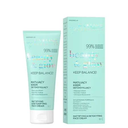 كريم Beauty & Glow Keep Balance المطفي والمنقي للبشرة – Eveline My Beauty Beauty & Glow Keep Balance Mattifying & Detoxifying Face Cream <br> <span class='text-color-warm'>سيتوفر قريباً</span>