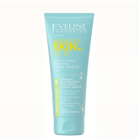 مقشر وغسول وماسك 3 في 1 للبشرة المعرضة لحب الشباب – EVELINE Cosmetics (Perfect Skin Acne 3-in-1 Peeling Paste Mask)