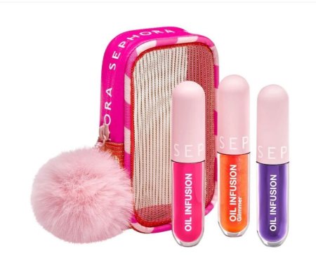 مجموعة Sephora Oil Infusion Lip Gloss مع حقيبة – إصدار هدايا