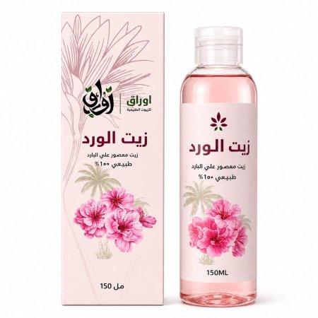 زيت الورد الطبيعي 100% – معصور على البارد (150 مل)
