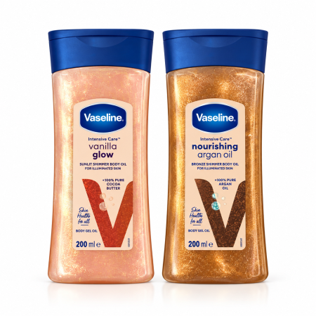 زيت الجسم اللامع فازلين إنتنسيف كير فانيلا جلو وزيت الأرغان – Vaseline Intensive Care Vanilla Glow & Nourishing Argan Oil Shimmer Body Oil