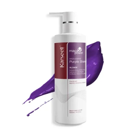 شامبو كارسيل البنفسجي لتصحيح درجات الشعر الأشقر والرمادي Karseell Maca Power Maca Essence Purple Shampoo