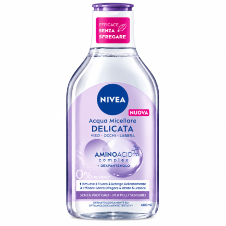 ماء ميسيلار نيفيا اللطيف للبشرة الحساسة مع مركب الأحماض الأمينية والديكسبانثينول NIVEA Delicate Micellar Water with Amino Acid Complex + Dexpanthenol