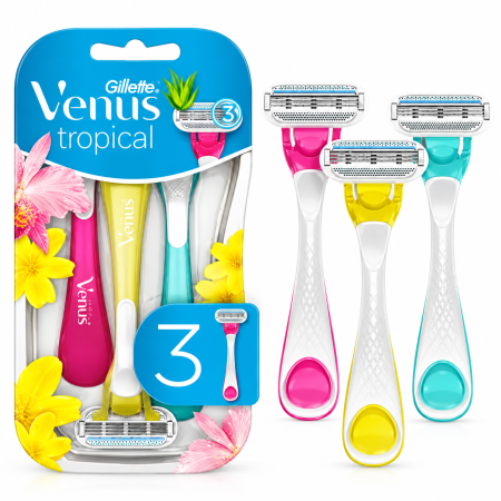 جيليت فينوس تروبيكال ماكينات حلاقة نسائية – 3 قطع Gillette Venus Tropical Disposable Razors – 3 Pack