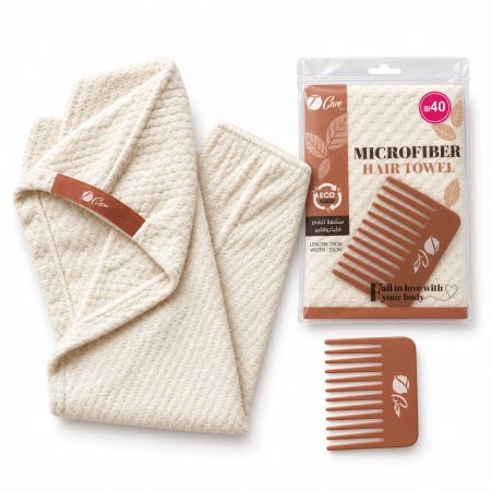 كلارو سبا منشفة شعر مايكروفايبر مع مشط Claro Spa Microfiber Hair Towel with Comb
