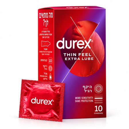 ديوركس ثين فيل إكسترا لوب واقي ذكري بمزلق إضافي – 10 قطع Durex Thin Feel Extra Lube Condoms – 10 Pack