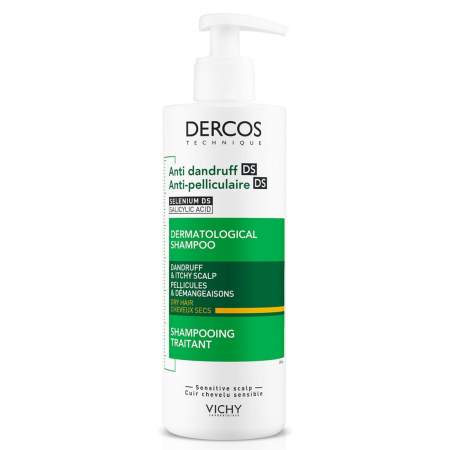 فيشي ديركوس شامبو مضاد للقشرة DS للشعر الجاف – Vichy Dercos Anti-Dandruff DS Dermatological Shampoo for Dry Hair